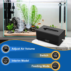 Carefree Fish air pump with dual outlets for flexible aeration.