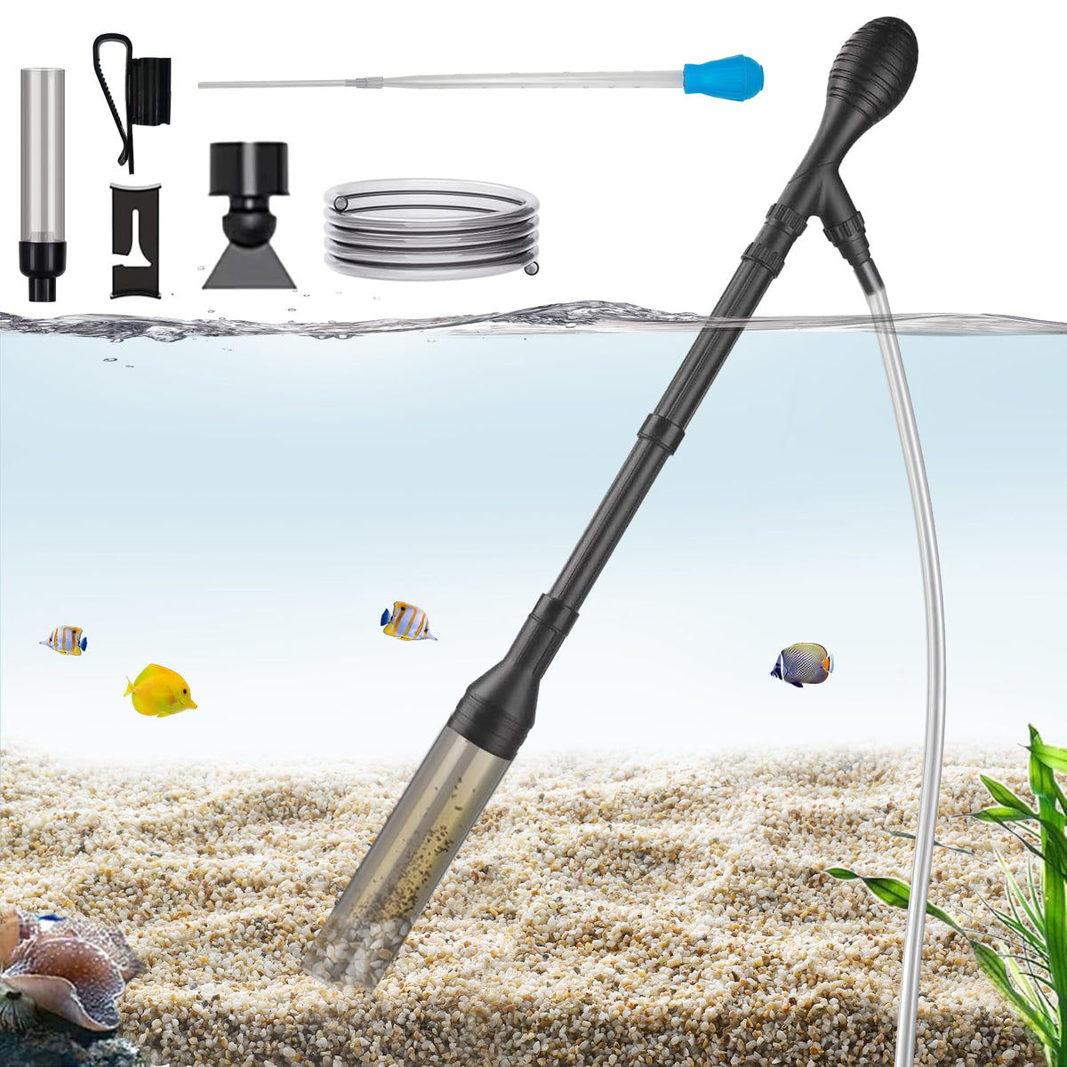 Carefree Fish gravel cleaner 6ft hose for easy tank maintenance.