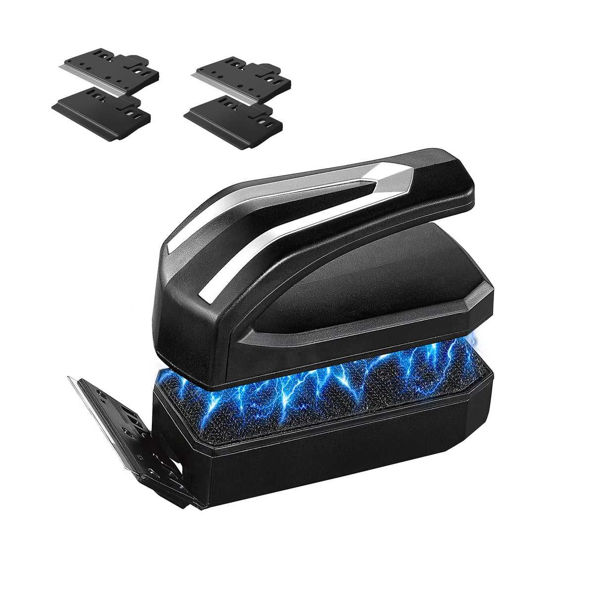 Carefree Fish S+ magnetic cleaner on glass tank for easy scrubbing.