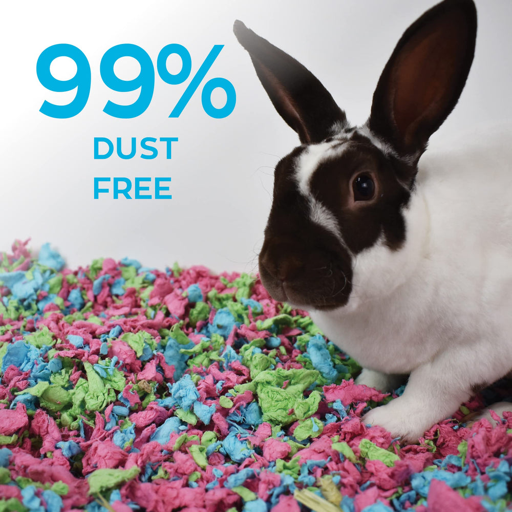 Carefresh Tutti Frutti bedding shown with burrowing activity and nesting