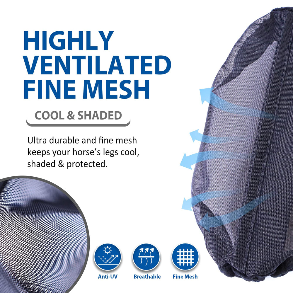 CareMaster fine-mesh horse fly boots close-up mesh texture for sun protection and airflow.