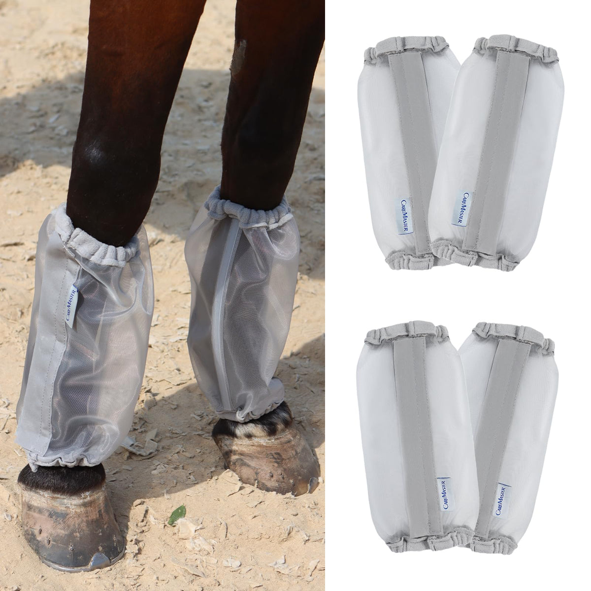 CareMaster fine mesh fly boot, front view showing breathable protection for legs