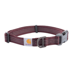 Carhartt dog collar deep wine nylon weave detail for daily durability.
