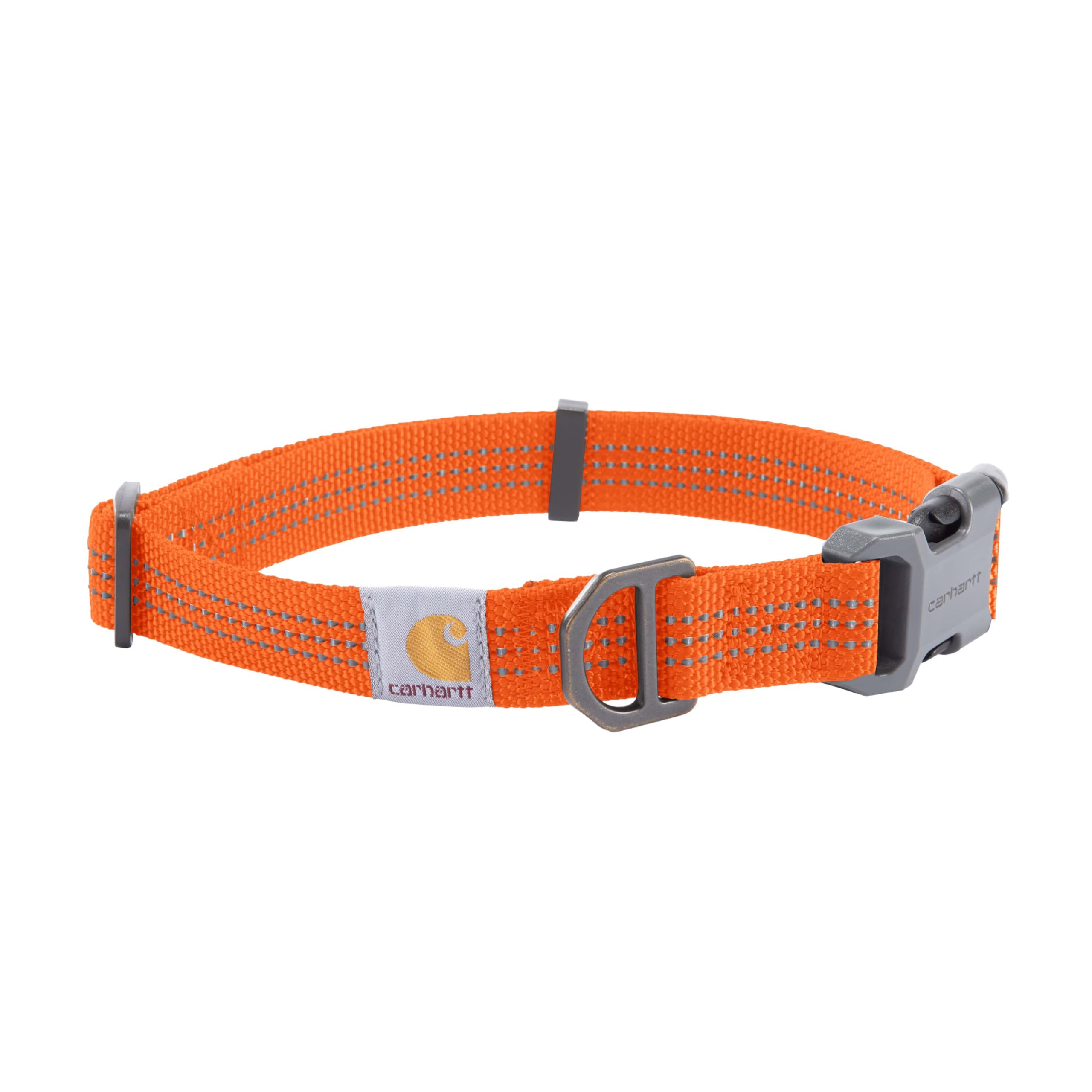 Carhartt nylon dog collar hunter orange close-up of rugged fabric