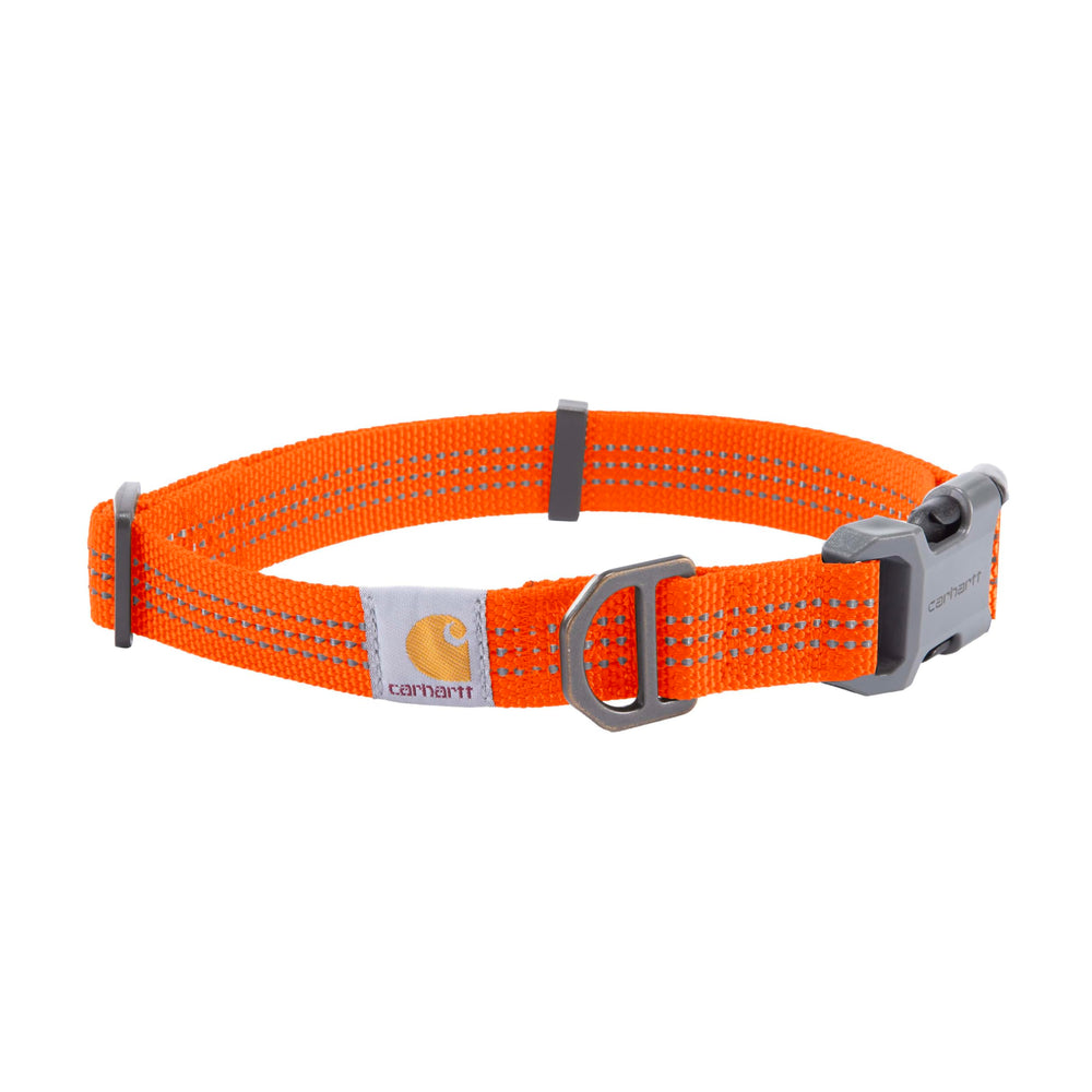 Carhartt nylon dog collar hunter orange close-up of rugged fabric