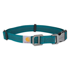 Carhartt nylon dog collar close-up highlights rugged webbing for daily wear
