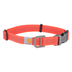 Carhartt nylon dog collar in coral glow with durable webbing for daily adventures.