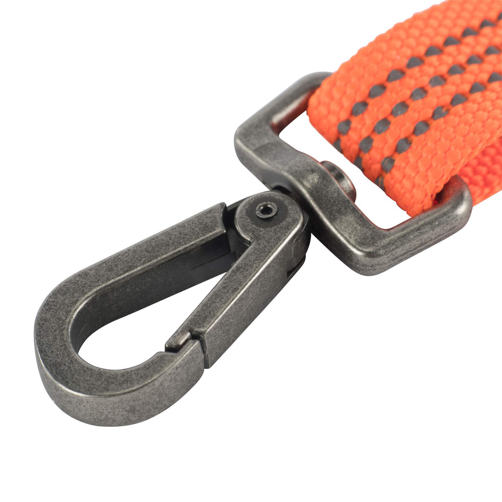 Close-up of Carhartt dog leash duck weave fabric for durability.