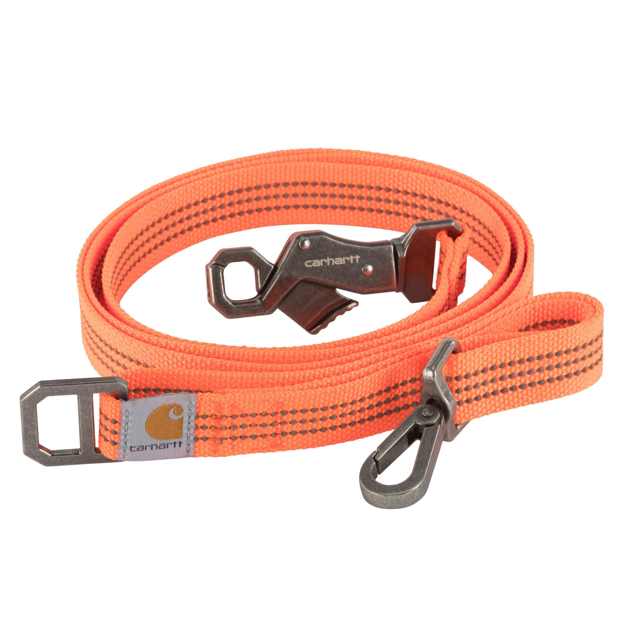 Carhartt dog leash in hunter orange for high-visibility outdoor walks.
