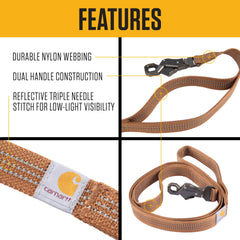Carhartt Dual Handle Leash showing the traffic handle for close control in tight spaces