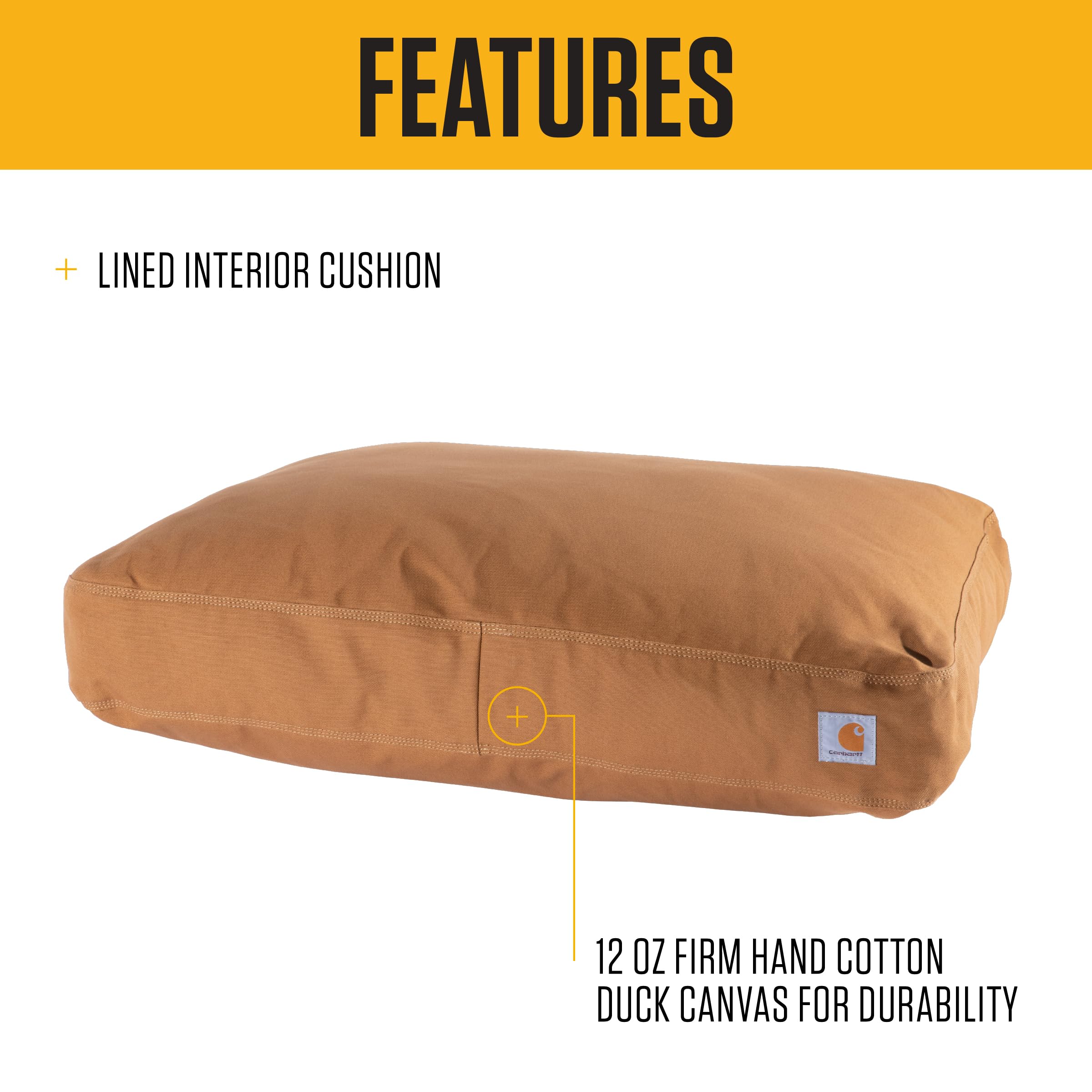 Carhartt Durable Canvas Pet Bed side view displays sturdy construction for daily use.