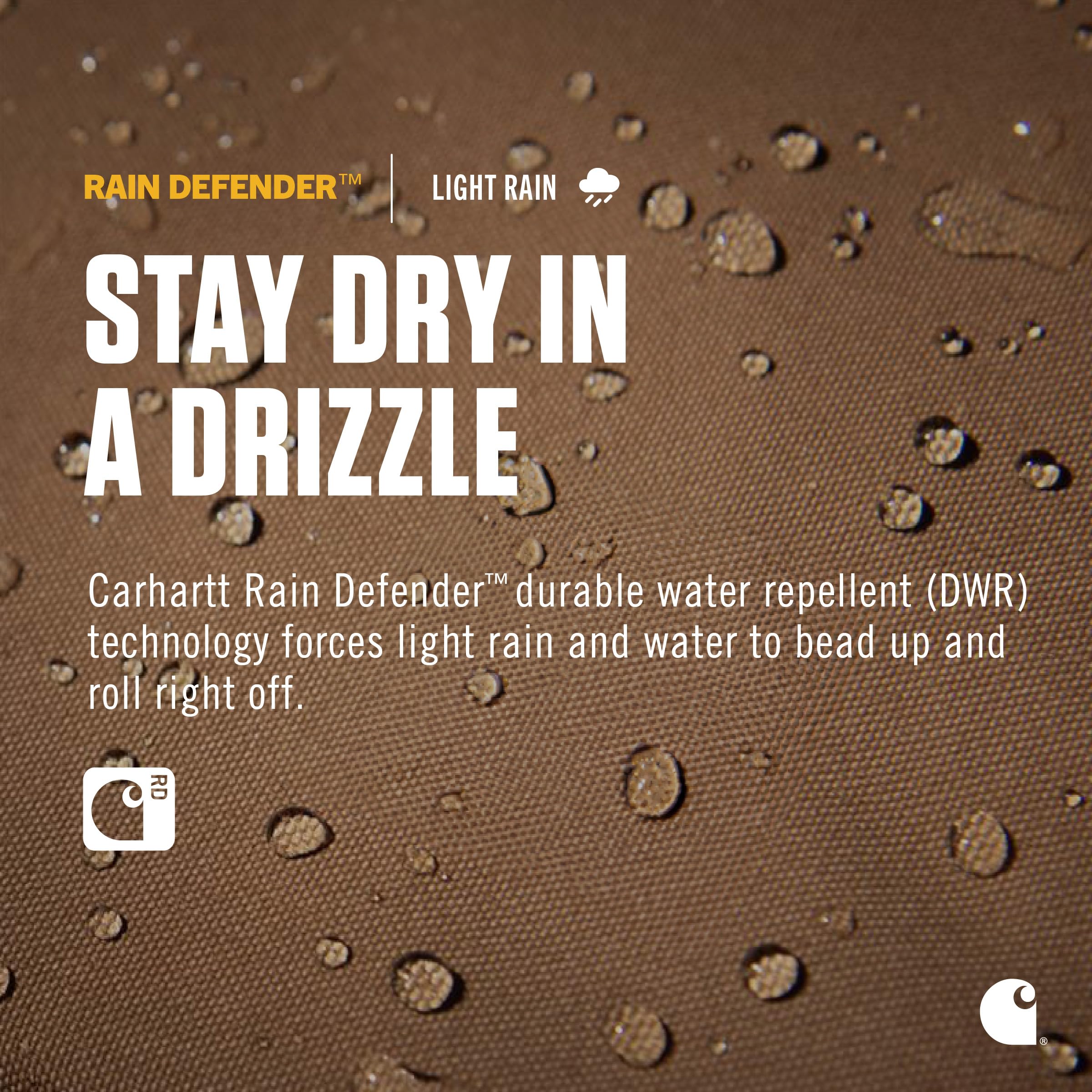 Carhartt No Pull Harness with Rain Defender repelling light rain during daily use.
