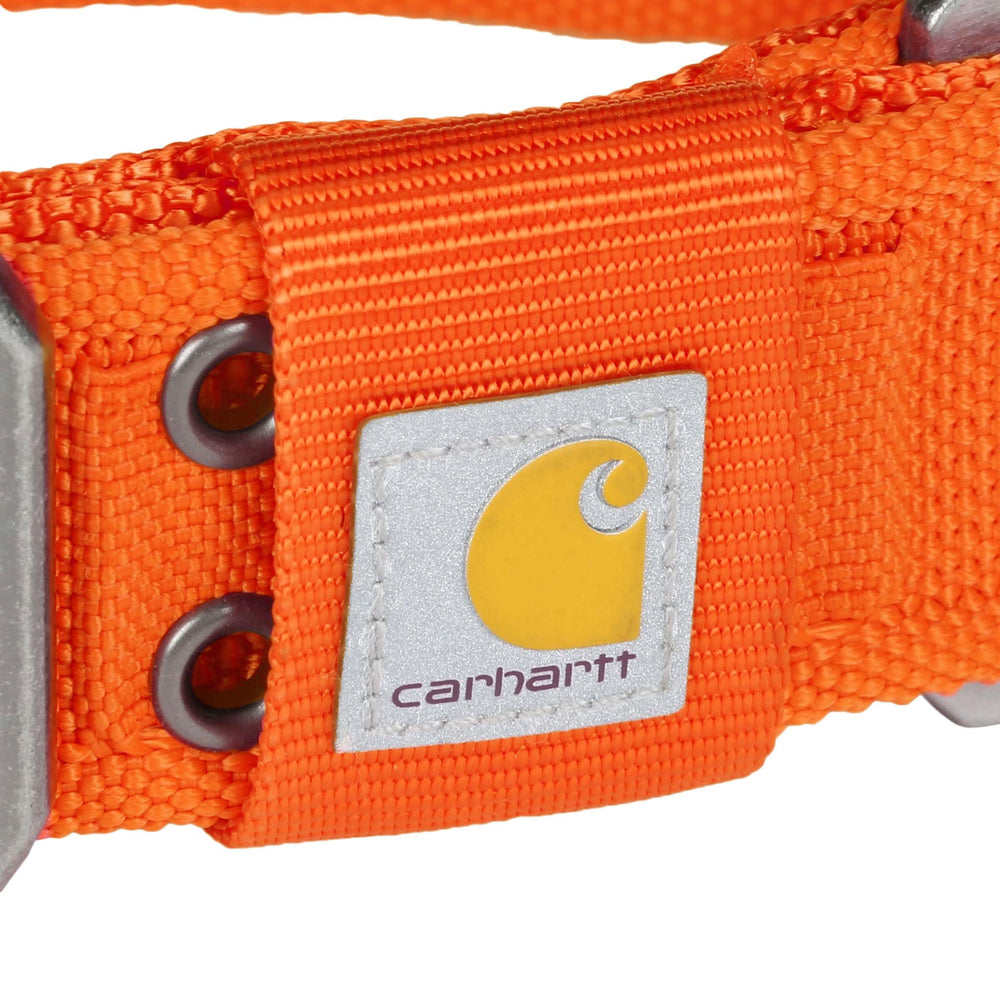 Carhartt pet collar reflective logo enhances visibility during dawn or dusk walks.