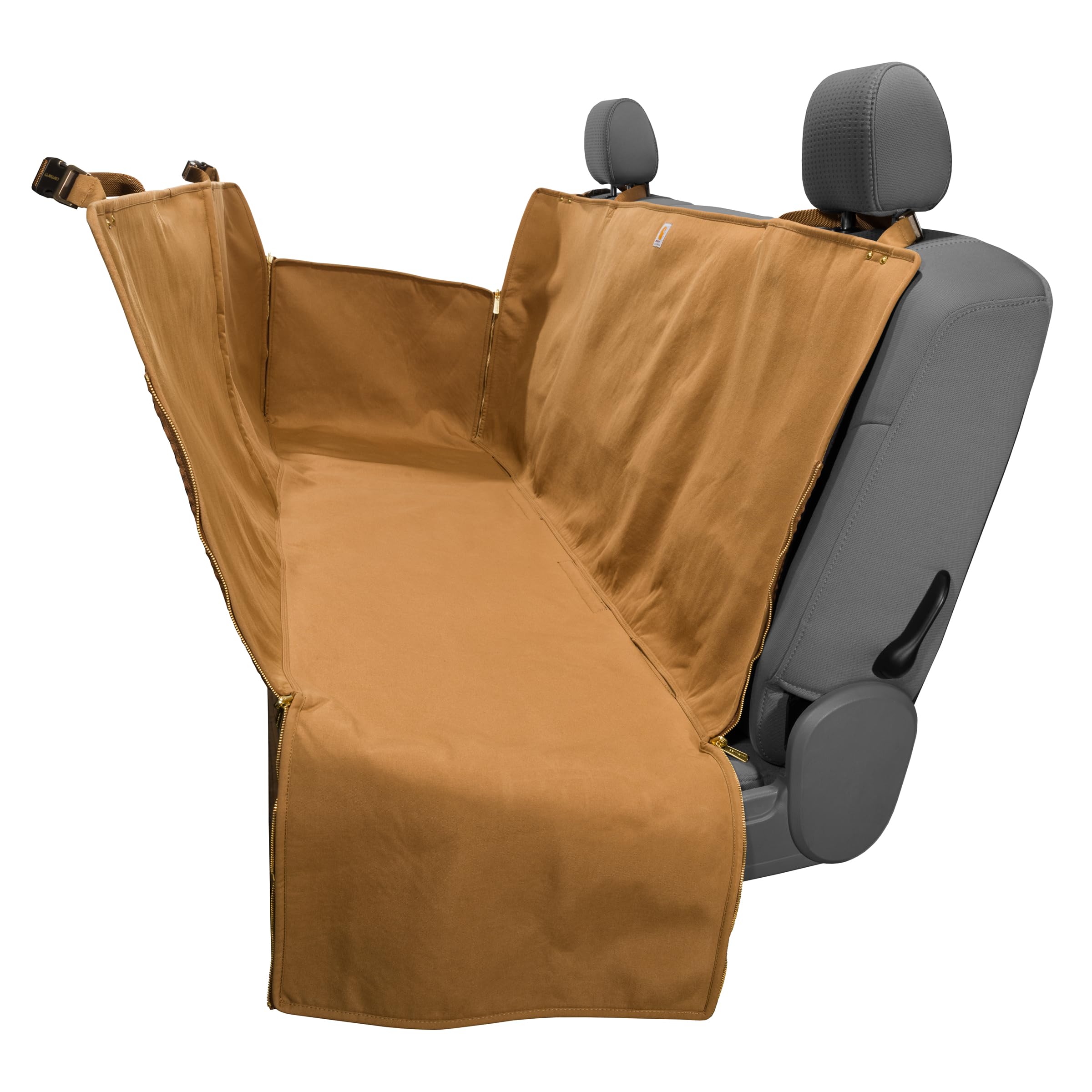 Carhartt universal fitted nylon duck pet hammock protecting backseat from claws and stains.