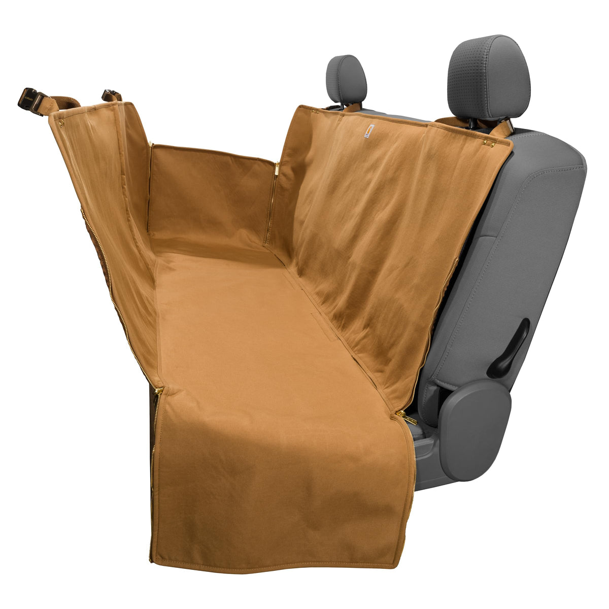 Carhartt universal fitted nylon duck pet hammock protecting backseat from claws and stains.