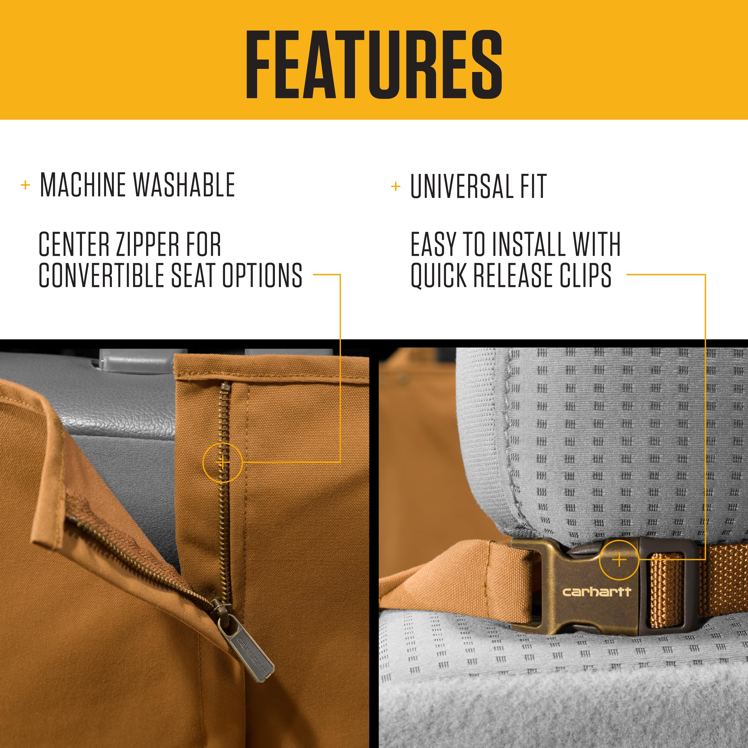 Carhartt pet hammock features zip-on side panels for quick conversion to flat cover.