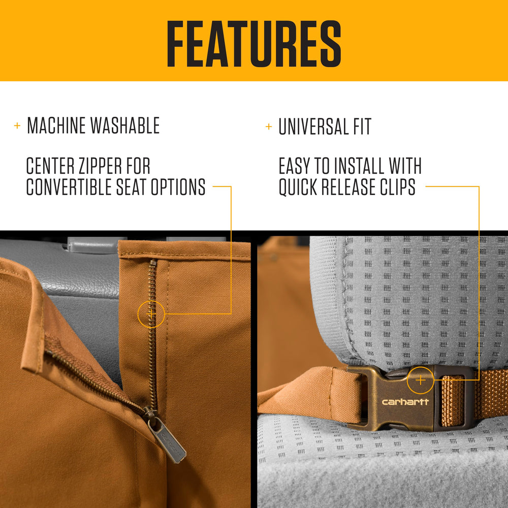 Carhartt pet hammock features zip-on side panels for quick conversion to flat cover.