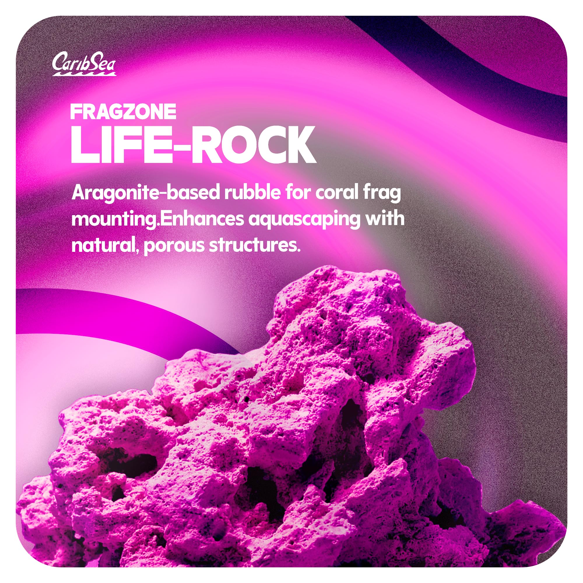 Carib Sea Life Rock Frag Zone 2.25 lb top view highlights rugged texture ideal for coral growth.