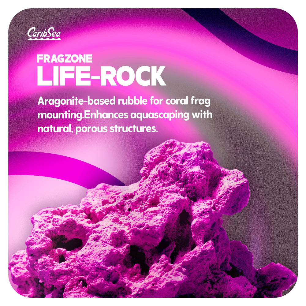 Carib Sea Life Rock Frag Zone 2.25 lb top view highlights rugged texture ideal for coral growth.