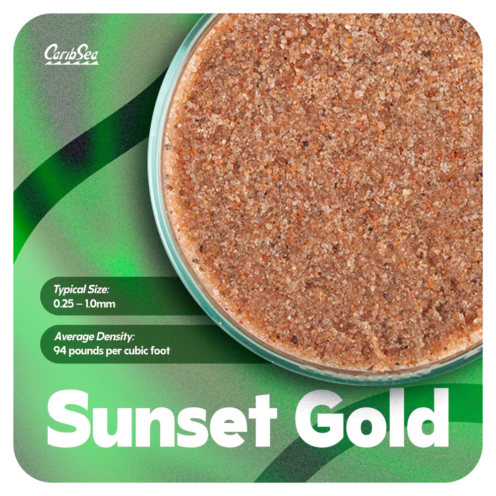Sunset Gold substrate in an aquarium creating a vivid landscape with plants and rocks.