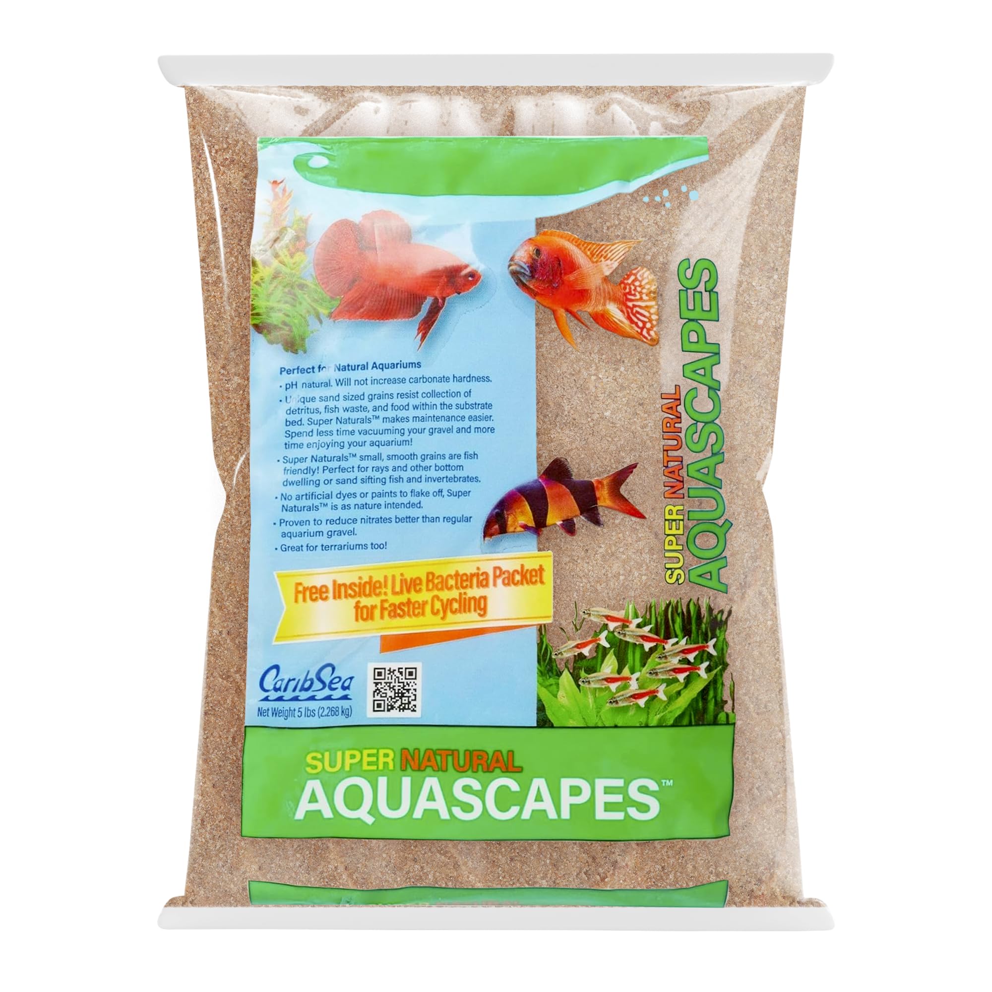 CaribSea Sunset Gold sand enhances aquascape aesthetics with natural, bright golden tones.