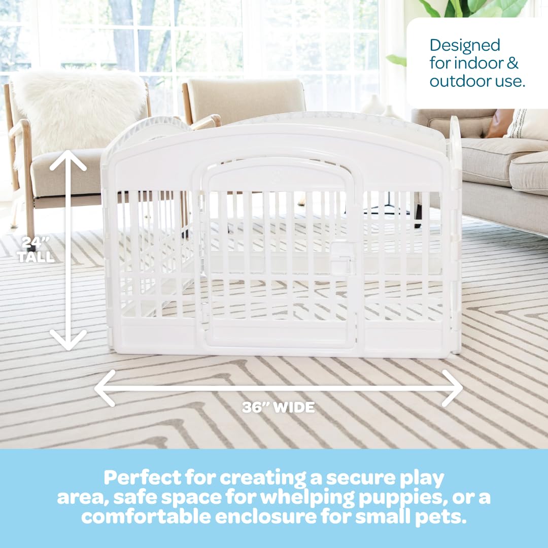 Carlson 4-Panel Pet Pen stands 24 inches tall for a secure enclosure.