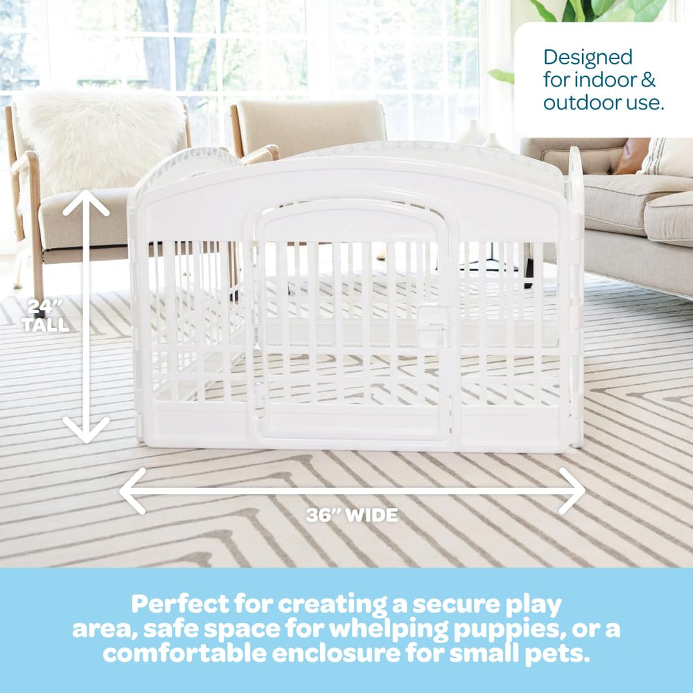 Carlson 4-Panel Pet Pen stands 24 inches tall for a secure enclosure.