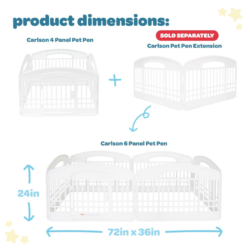 Carlson 4-Panel Pet Pen with door and sliding lock for easy access and safety.