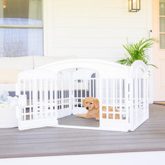 Carlson 4-Panel Pet Pen foldable design for quick setup and transport.