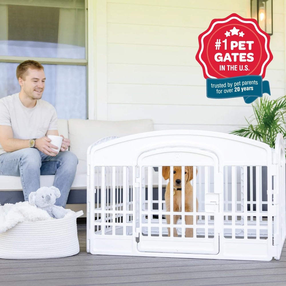 Carlson 4-Panel Pet Pen suited for indoor and outdoor use.