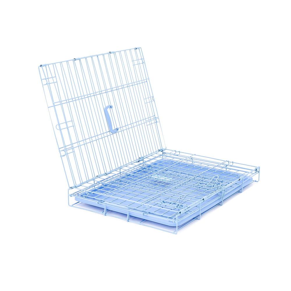 Indoor and outdoor use possible with durable steel frame in blue finish.