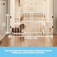Carlson Lil Tuffy gate shows pressure mount installation with wall-friendly design.