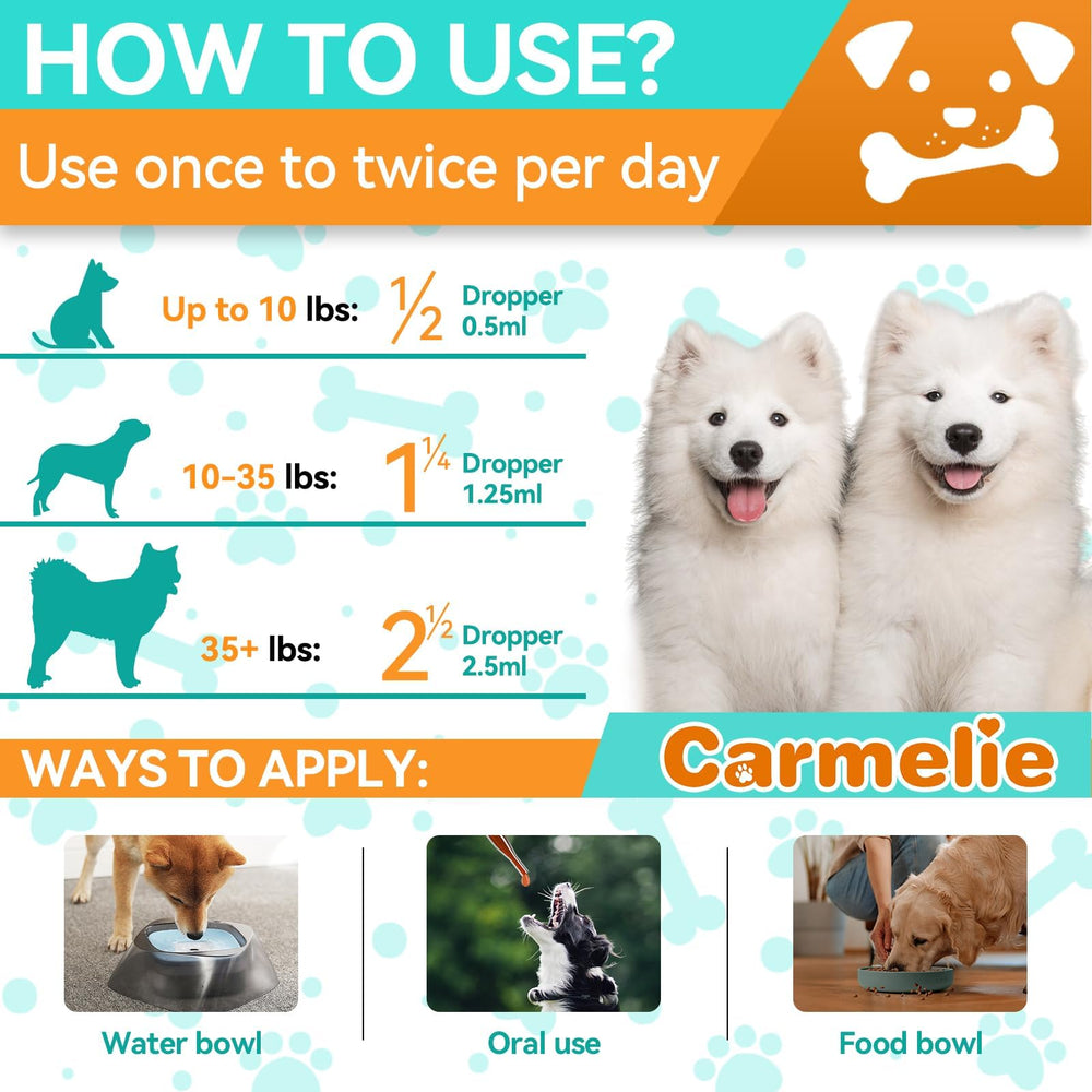 Carmelie product image promoting safe use for all breeds and ages.