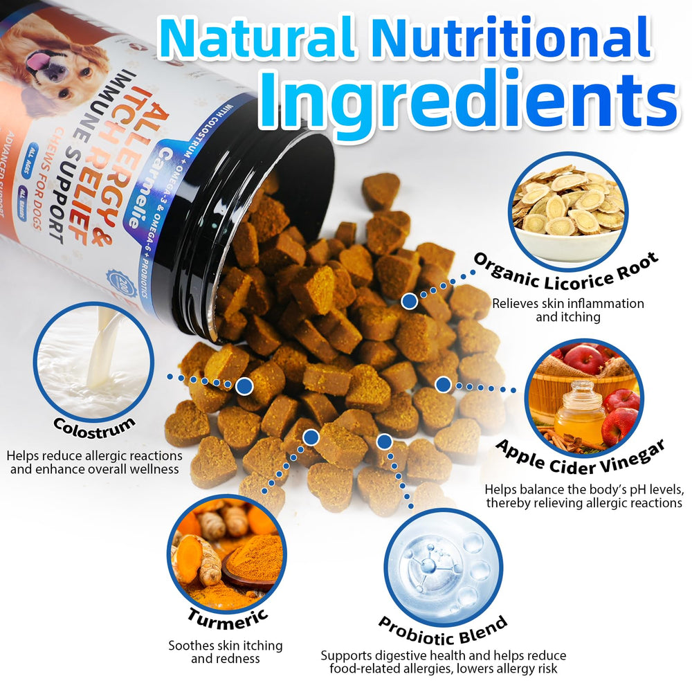 Carmelie ingredients close-up highlights omega-3 and probiotics