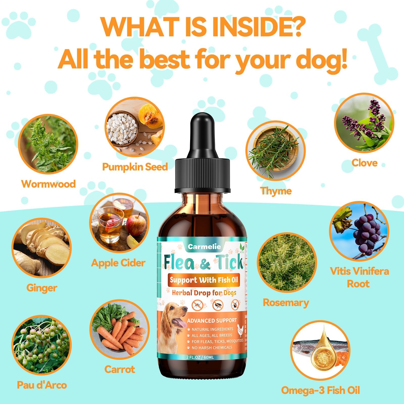 Carmelie drops in a daily routine for year-round flea and tick support.