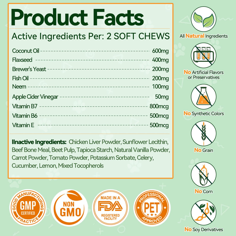 Carmelie flea-tick chews suitable for puppies and seniors