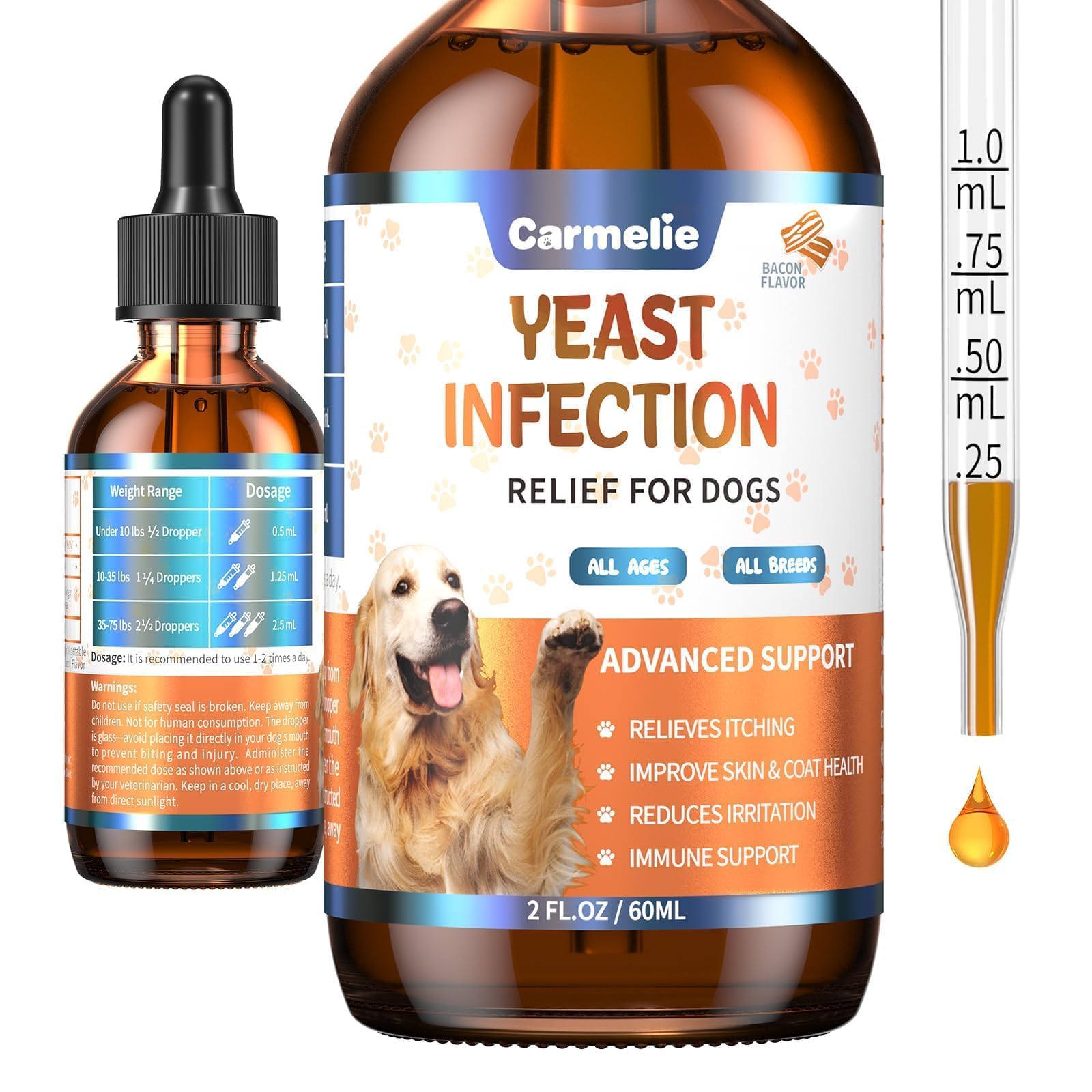 Carmelie natural yeast relief ear drops soothe itchy dog ears