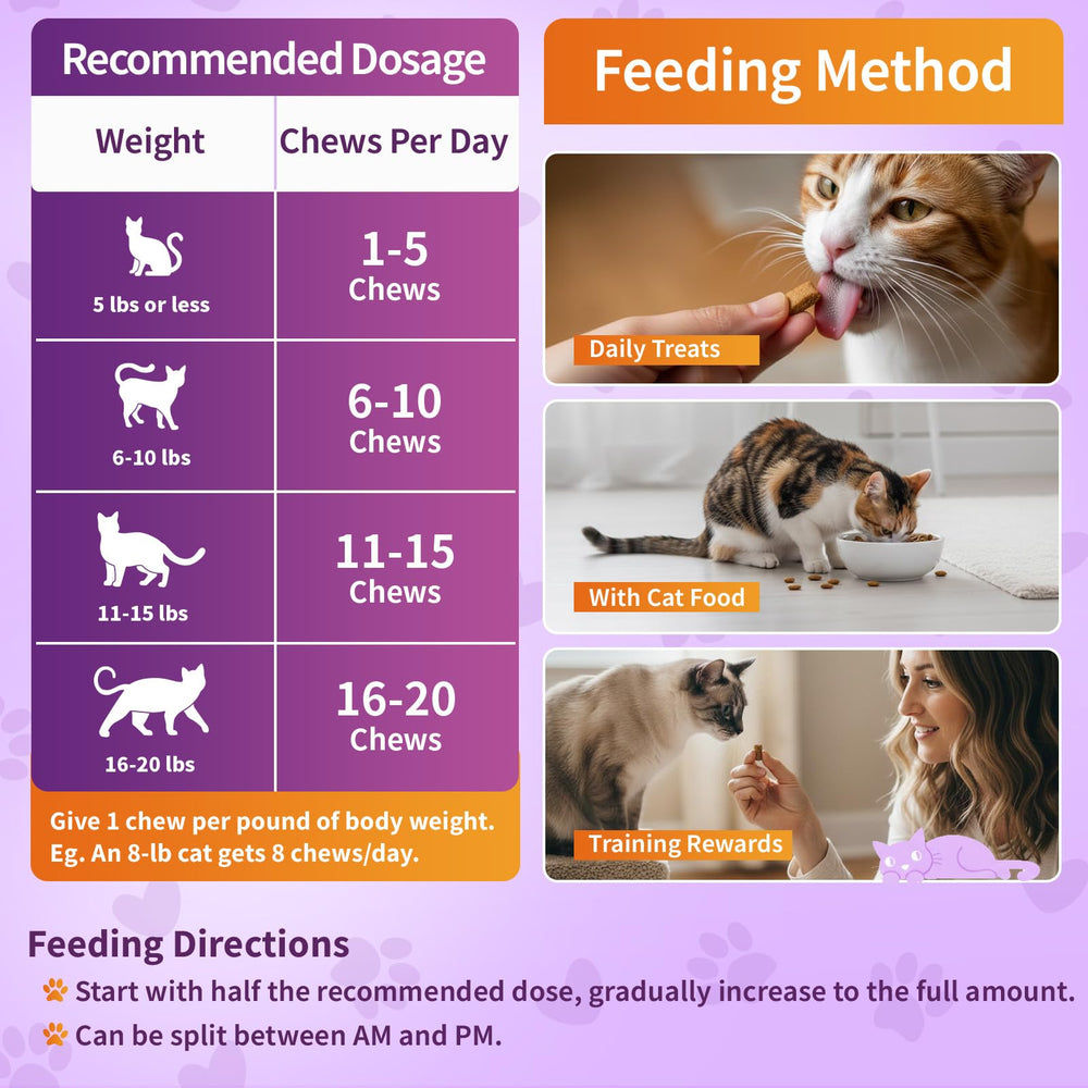Carmelie Taurine for Cats easy-dosed chews make daily feeding hassle-free.