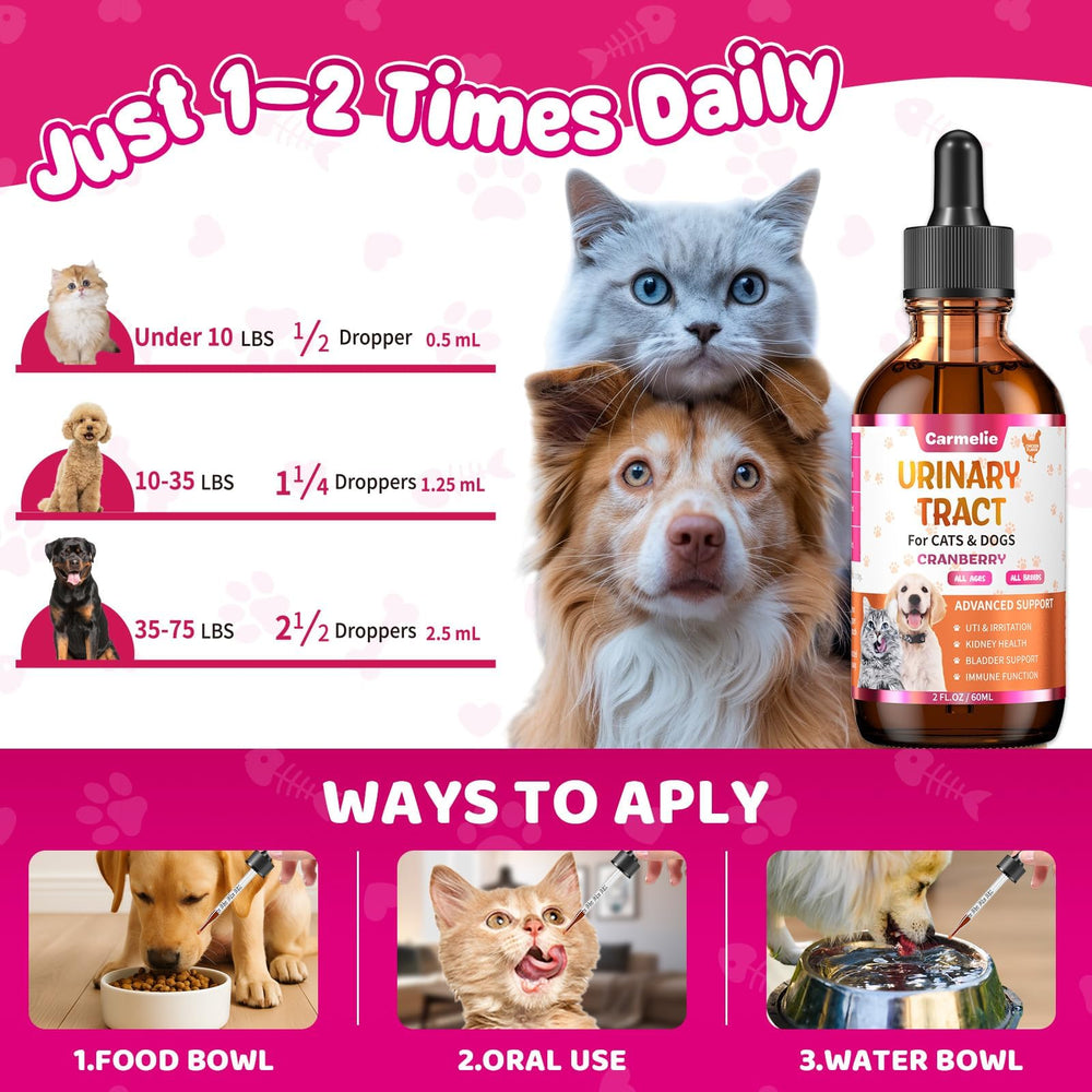 Carmelie cranberry drops poured into pet food for mixing