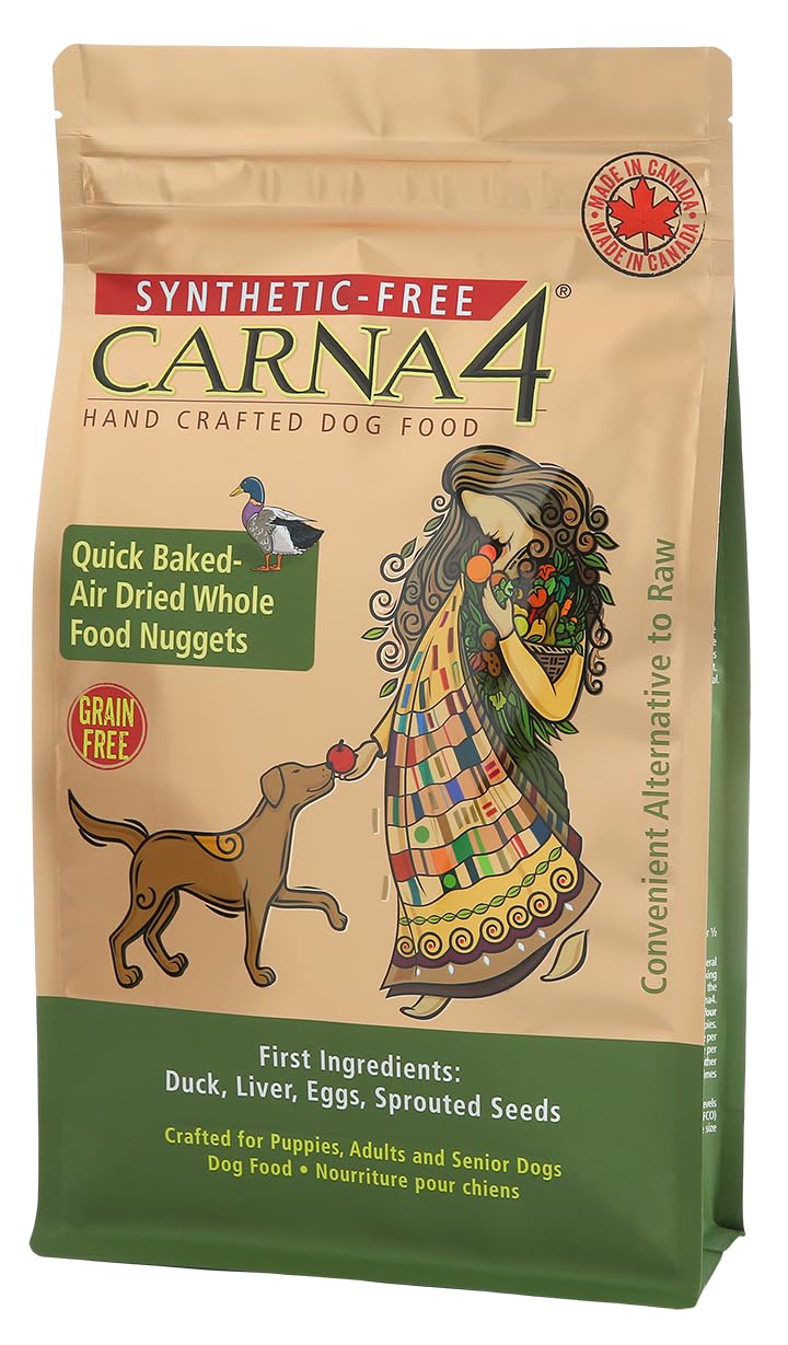 CARNA4 air-dried duck recipe bag delivers shelf-stable, real-food nutrition for dogs.