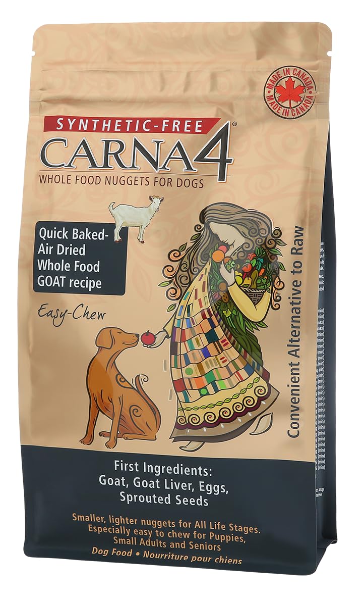 CARNA4 Goat Recipe air-dried dog food in a bowl, supports digestion and steady energy