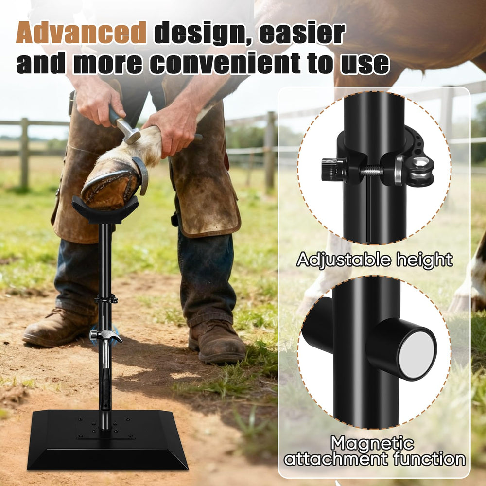 CAROD hoof stand height-adjustment clamp enables quick setup.