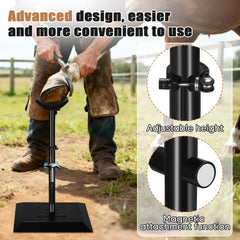CAROD hoof stand height-adjustment clamp enables quick setup.