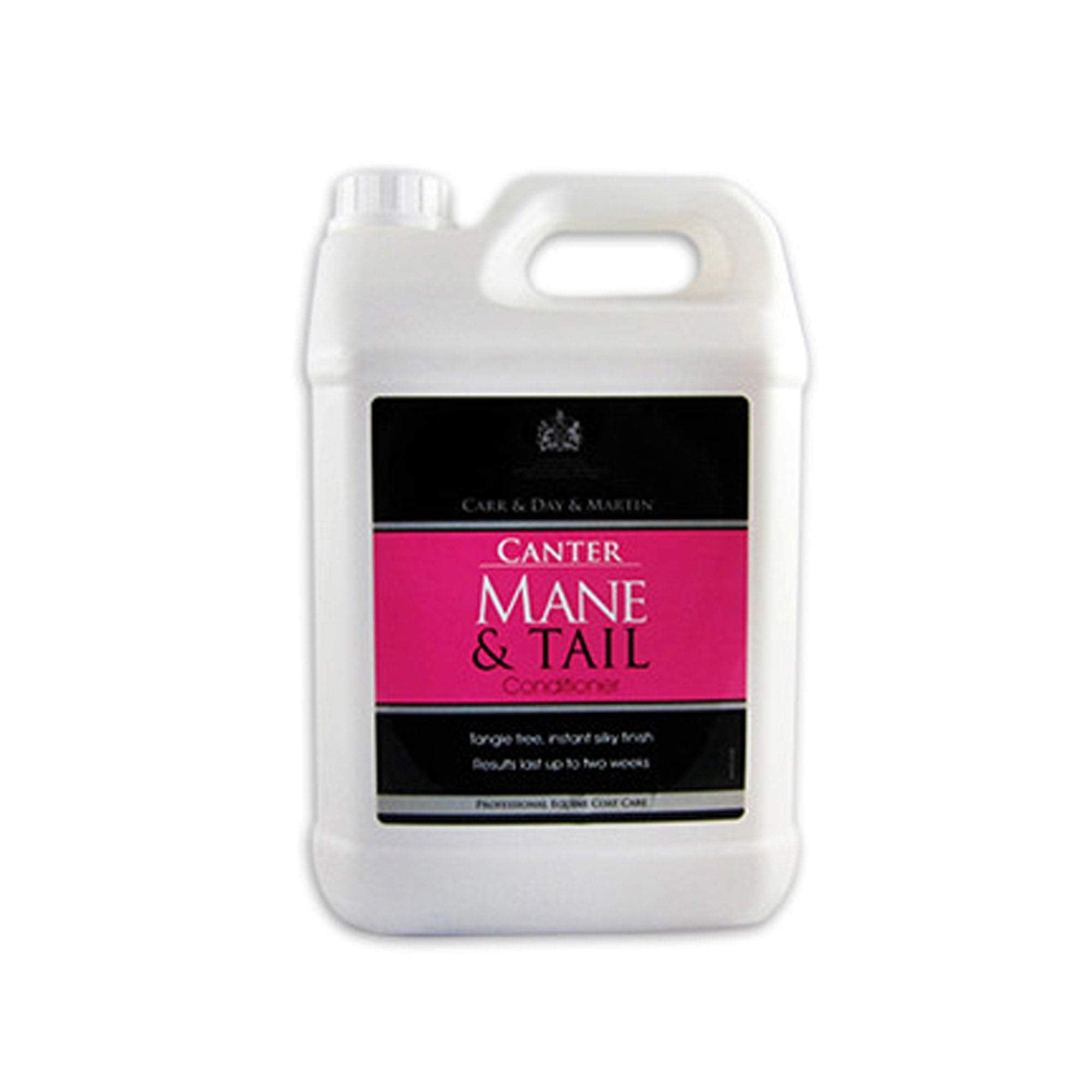 Applying Canter Mane & Tail spray to a mane during grooming.