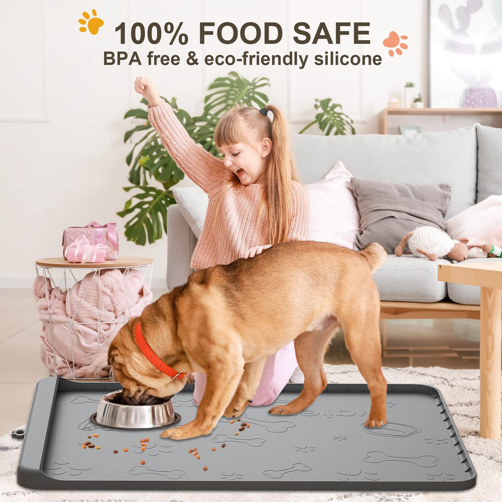 Carry360 gray silicone mat fits most bowls and protects floors.