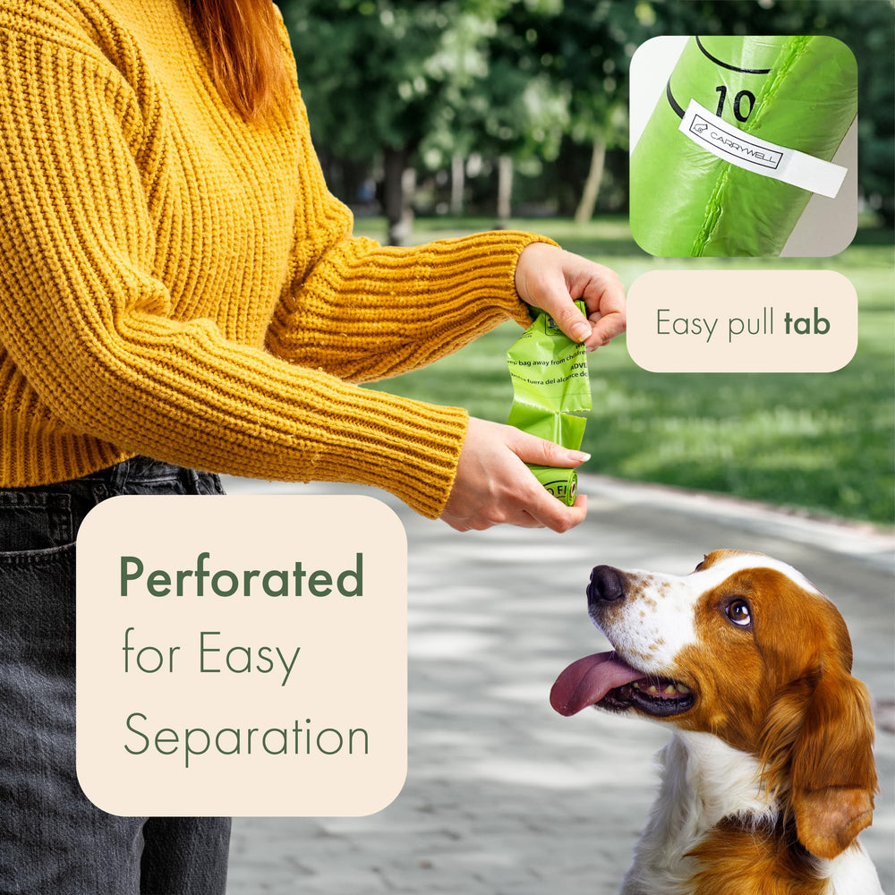 Carrywell unscented poop bags designed for discreet, odor-minimized handling.