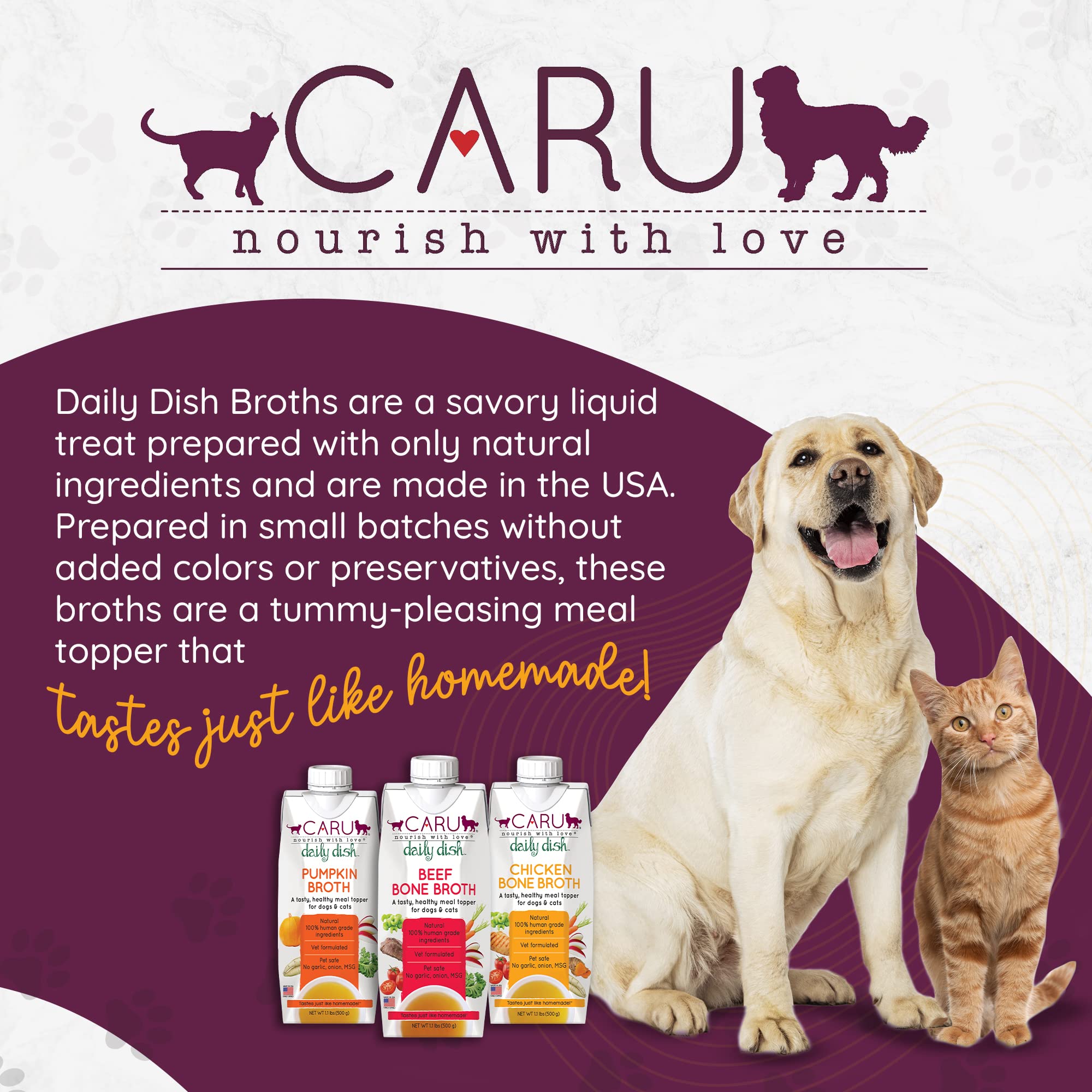 Caru pumpkin broth pour-over topper for dry food to moisten meals