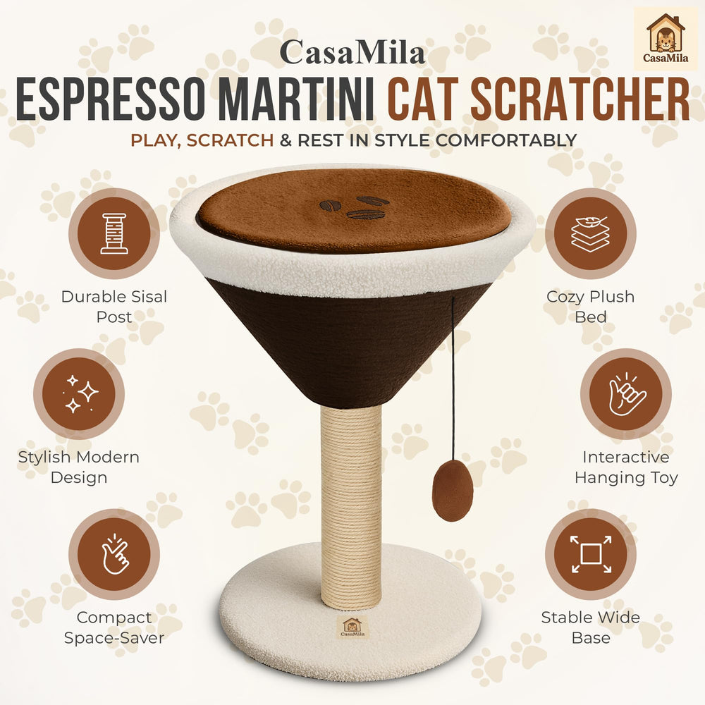 CasaMila Espresso Martini cat scratcher compact design fits small apartments