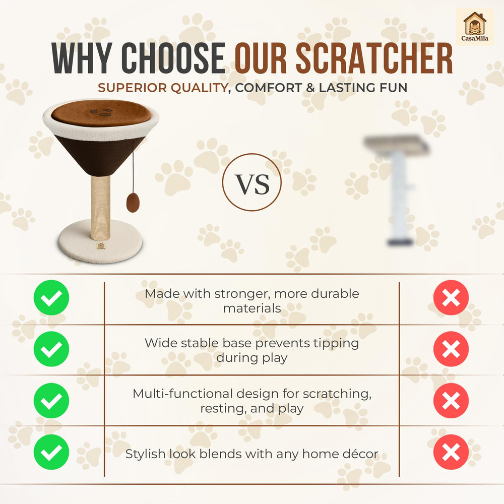 CasaMila Espresso Martini cat scratcher perched view for elevated lounging