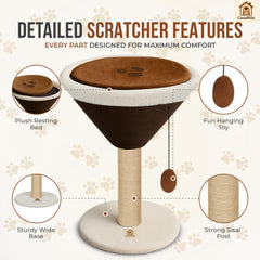 CasaMila Espresso Martini cat scratcher side view highlights sturdy, compact build